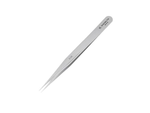 Excelta - 3-SA - Tweezers - Very Fine Point - Straight -Three Star - Anti-Mag. SS, 0.06" Height, 0.375" Wide, 4.75" Length - size: 4.75" Tweezer, Straight Very Fine Points, style: Anti-Mag. Stainless Steel, Swiss Quality, 3-SA
