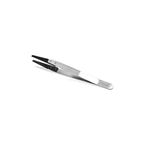 Utoolmart ESD-2A Precision Anti-Static Carbon Fiber Tweezers Stainless Steel Tweezers for Craft Jewelry Electronics - color: 1pcs, size: ESD-2A