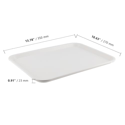 ZOENHOU 14 Pack 10 Inch Rectangular Plastic Cafeteria Serving Trays, White - color: White, size: 14PCS 14X10 INCH