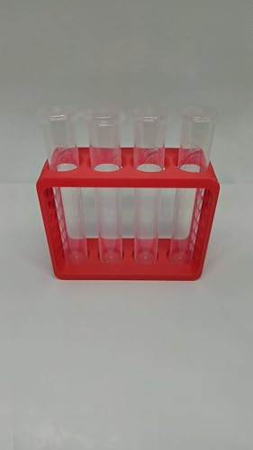 Aquatic Water Quality Testing Tube Holder with 4CT 10ml Test Tubes 5ml Markings - Plastic Durable Rack, 4 Tubes Variation (Red Rack w/ 4CT Testing Tubes) - style: Red Rack w/ 4CT Testing Tubes