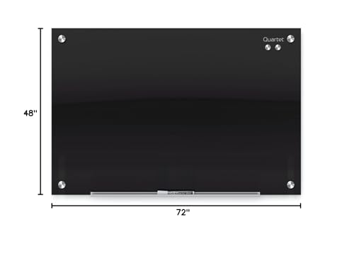 Quartet Magnetic Dry Erase Board, 72" x 48" Glass Whiteboard for Wall, Infinity, Black (G7248B) - size: 72"W x 48"H