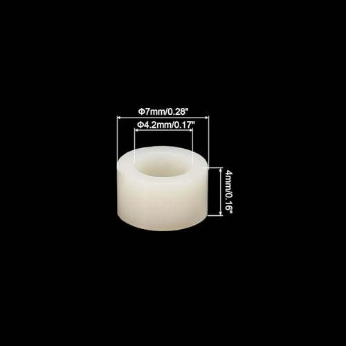 PATIKIL M4 Electrical Outlet ABS Spacers, 120 Pcs 4.2mm ID, 7mm OD, 4mm Length Washer Spacer Assortment Plastic Round Without Threaded,Switch and Receptacle Spacers for M4 Screws - size: 4.2mm ID x 7mm OD x 4mm Length