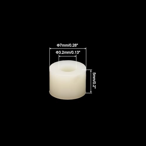 PATIKIL M3 Electrical Outlet ABS Spacers, 120 Pcs 3.2mm ID, 7mm OD, 5mm Length Washer Spacer Assortment Plastic Round Without Threaded,Switch and Receptacle Spacers for M3 Screws - size: 3.2mm ID x 7mm OD x 5mm Length