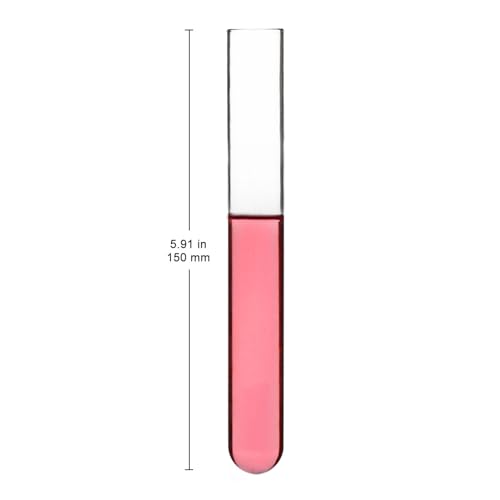 XCD Borosilicate Glass Test Tubes, 20 mm O.D. x 150 mm Length, Cylindrical Bottom and Flared Top Lip for Lab Heating and Reactions, 20-Pack - size: 20x150 mm