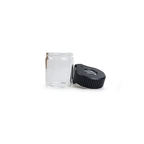 Magnifying Viewing Jar with LED Light, Airtight Transparent Glass Storage Jars, Rechargeable LED Lit Lid Container (Black) - color: Black