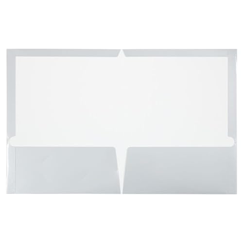 JAM PAPER Laminated Two Pocket Glossy Folders - Silver - 3/Pack - color: Silver, size: Pack of 3 Folders