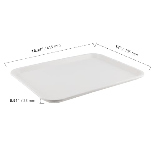 ZOENHOU 10 Pack 16 x 12 Inch Plastic Fast Food Tray, Rectangular Plastic Cafeteria Trays Food Serving Trays, Large Lunch Tray for Serving Home Restaurant Dinning Room Organization, White - color: White, size: 10PCS 16X12 INCH
