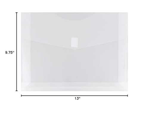 JAM PAPER Plastic Expansion Envelopes w/Hook & Loop Closure - Letter Booklet - 9 3/4 x 13 with 2 Inch Expansion - Clear - 12/Pack - color: Clear, size: 2" Expansion