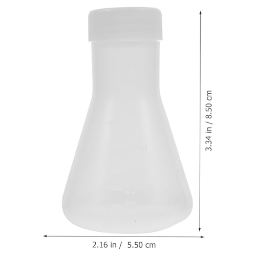 Hemobllo Erlenmeyer Flask - 10 Pcs 50ml Plastic Conical Flask Set with Screw Caps and Clear Scale - Scientific Plastic Erlenmeyer Flask Laboratory Flask (Pack of 2) - size: 8.5X5.5X5.5CM (Pack of 2)