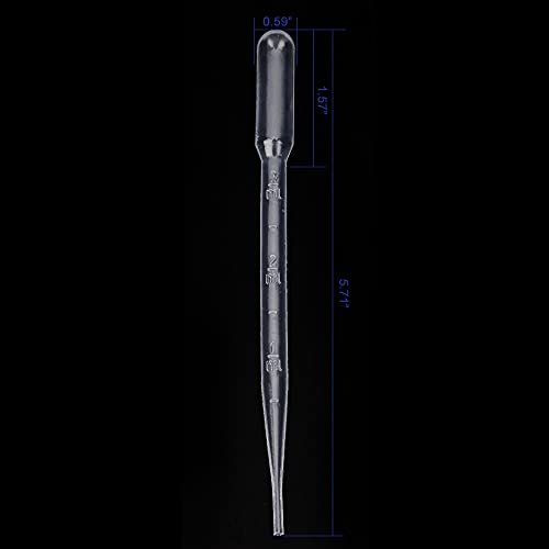 Labasics Pipette Droppers 3 ml, Graduated Plastic Transfer Pipettes for Lab Use, Clear and Disposable, Pack of 100 (3 ml, 100 Packs)