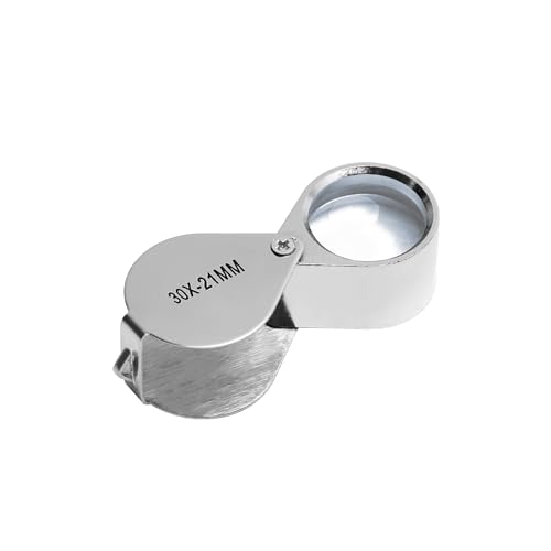 Othmro 1Pcs 30X Magnifying Glass, Diameter 0.83inch Mini Microscope Jewelry Eye Loupe Magnifier, Silver Magnifying Glass Powerful Doublet, Chrome Plated, Round Body Jewel Loupe for Stamps - color: B 30x/21mm