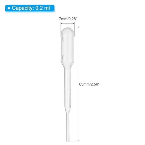 PATIKIL 0.2ml Pipettes Dropper, 64 Pcs Plastic Pipettes Disposable Pipette Transfer Pipette Calibrated Plastic Eye Dropper with Scale for Science Laboratory Resin DIY Crafts Makeup Oil - size: 0.2ml