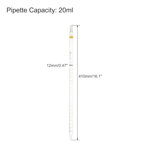 PATIKIL Graduated Dropper Pipettes 2 Pcs 20ml Reusable Borosilicate Glass Pipette for Transfer Liquid for Laboratory, Chemistry, Clear - size: 20ml