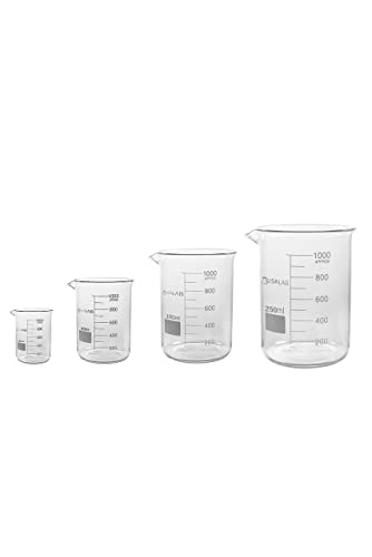 USA Lab Low Form Beakers with Extra Large Marking, 3.3 Borosilicate Glass Beaker for Chemistry Lab Test, Scientific Chemical Mixing, Multipurpose Liquid Measuring Beaker for Cocktail, Cooking, 25ML - size: 0.025L / 25ml