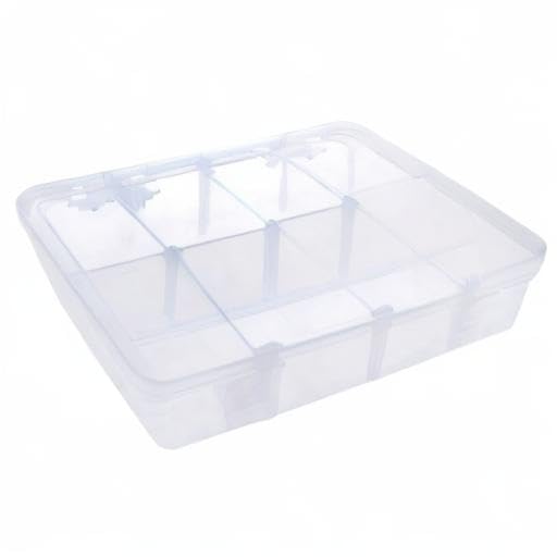 Xiaoyztan Bead Organizer Box Adjustable Dividers 8 Grids Clear 7.3x4.9 Inch - size: 7.3x4.9x1.65 in