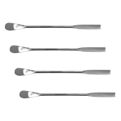 Stainless Steel Lab Spatula with Flat Square/Spoon Ends, 7" (Pack of 4) - size: 7.5 in. (Pack of 4)