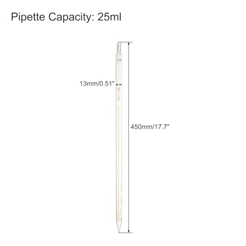PATIKIL Graduated Dropper Pipettes 2 Pcs 25ml Reusable Borosilicate Glass Pipette for Transfer Liquid for Laboratory, Chemistry, Clear - size: 25ml