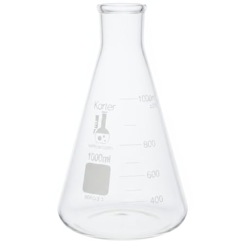 1000ml, Erlenmeyer Flask, Karter Scientific 213G22 (Single) - size: 1L, style: Pack of 1