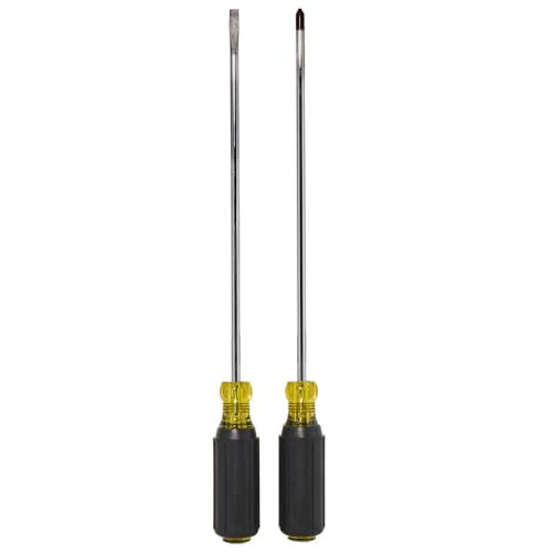Klein Tools 85072 2-Piece Screwdriver Se, Made in USA, with Long Blade Slotted and Phillips Screwdrivers, Heat Treated Shafts and Cushioned Grips