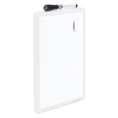 U Brands Contempo Magnetic Small Whiteboard, 8.5” x 11”, White Modern Frame, Mini White Board for Students, Fridge and Locker Dry Erase Board, Includes Marker & Magnet - style: 1 Board + 1 Marker + 1 Magnet