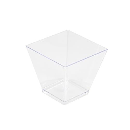 Restaurantware 2 Ounce Mini Kova Cups 20 Square Small Appetizer Cups - Lids Sold Separately Heavy-Duty Clear Plastic Parfait Cups Serve Mousse Puddings Or Samples For Weddings Or Parties - color: Clear, size: 2 oz