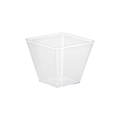 Restaurantware-4 Ounce Mini Kova Cups, 20 Square Small Appetizer Cups - Durable, Disposable, Clear Plastic Parfait Cup, Serve Mousse, Puddings, Or Samples, For Weddings Or Parties - color: Clear, size: 4 oz
