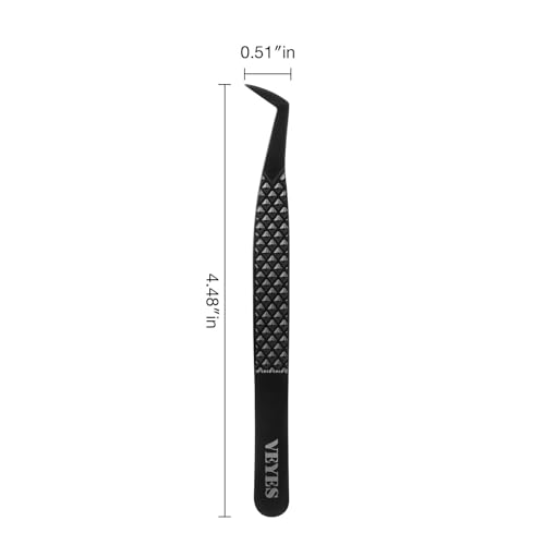 VEYES INC Lash Tweezers for Eyelash Extensions,High Precision Tweezers for Individual Classic and Volume Lash,Stainless Steel Tweezers-90 Degree - style: Noir N7