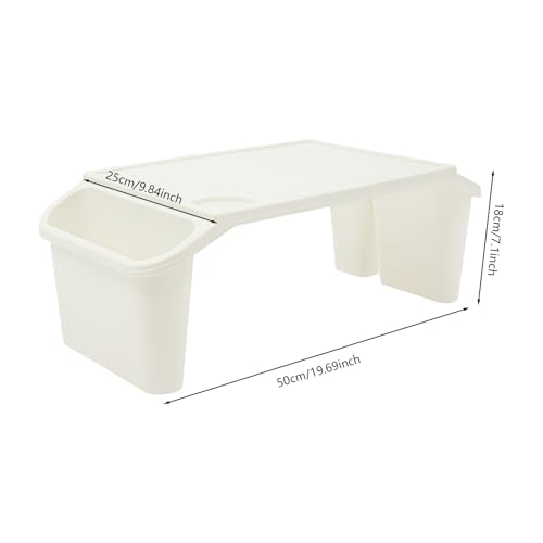 12Pcs Lap Desk Tray, Portable Activity Tray with Side Storage, Stackable Plastic Desk Lap Tray for Drawing, Study, Eating, Classroom, 19.7" x 9.8" x 7.1" (White) - color: 12pcs, White, size: 19.7" x 9.8" x 7.1"
