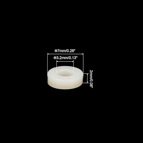PATIKIL M3 Electrical Outlet ABS Spacers, 120 Pcs 3.2mm ID, 7mm OD, 2mm Length Washer Spacer Assortment Plastic Round Without Threaded,Switch and Receptacle Spacers for M3 Screws - size: 3.2mm ID x 7mm OD x 2mm Length