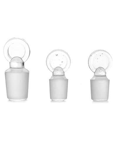 QWORK Borosilicate 3.3 Glass Erlenmeyer Flask Set (50, 100 and 250ml), 3 x Graduated Conical Flask with Glass Stopper for Lab, Experiment, Chemistry - color: 1 Set