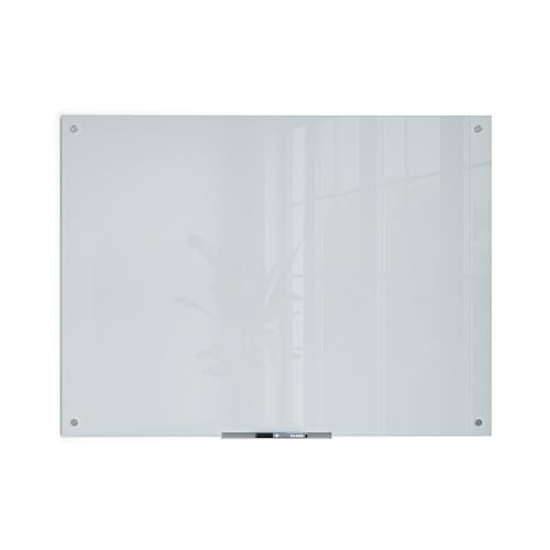 U Brands Glass Dry Erase Whiteboard, 36" x 48", Magnetic Surface, White