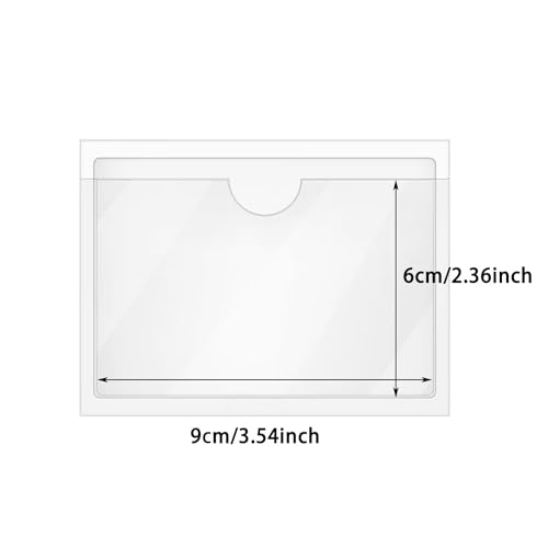Tupalizy 10PCS Clear Adhesive Business Card Holder with Top Open Small Plastic Card Sleeves Pockets for Storage Bins Boxes Organizing Label Notebooks Name Tags Classroom Desk Planners,3.5x2.4 Inch - size: 3.5x2.4 Inch