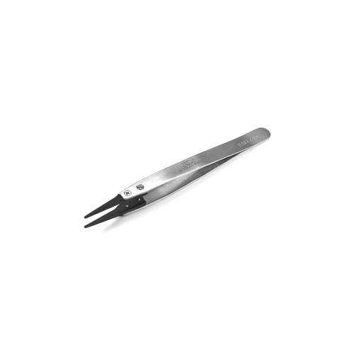 Utoolmart ESD-249 Precision Anti-Static Carbon Fiber Tweezers Stainless Steel Tweezers for Craft Jewelry Electronics 3 pcs - color: 3pcs, size: ESD-249