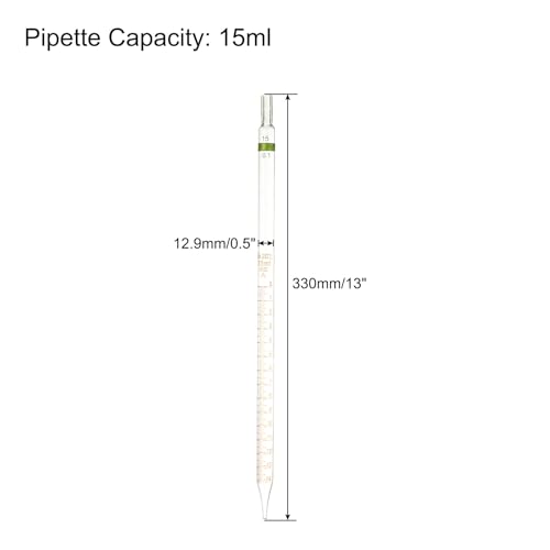 PATIKIL Graduated Dropper Pipettes 2 Pcs 15ml Reusable Borosilicate Glass Pipette for Transfer Liquid for Laboratory, Chemistry, Clear - size: 15ml