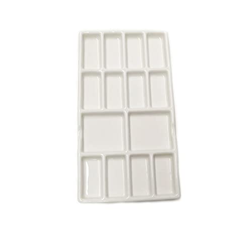 14 Wells Ceramic Artist Paint Palette - 8 Inch Porcelain Watercolor Painting Palette Ceramic Mixing Tray for Painters - color: 14 Well Ceramic Palette