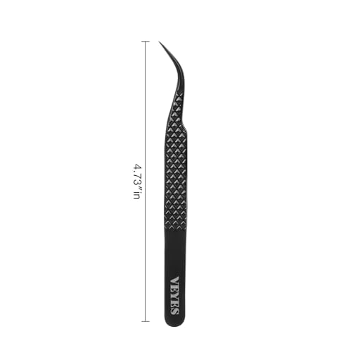 VEYES INC Lash Tweezers for Eyelash Extensions,High Precision Tweezers for Individual Classic and Volume Lash,Stainless Steel Tweezers-45 Degree - style: Noir N2