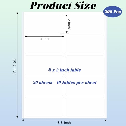 200 Pcs Printable Bottle Labels, 4x2 Inch Glossy Waterproof Sticker Labels - size: 4 x 2 inch