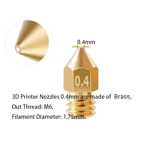 16Pcs Ender 3 Nozzles 0.4mm, MK8 Extruder Nozzles 0.4mm Compatible for Creality Ender 3 v2/Ender 3 Pro/Ender 3 Max/Ender 5 Pro/Ender 3 S1/Ender 3 Neo/CR-10 Series 3D Printer Brass Nozzles, - style: 16Pcs MK8 Nozzle 0.4mm