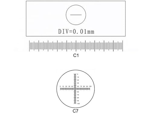 Microscope Stage Calibration Slide, Eyepiece Micrometer, Microscope Eyepiece Graticules, Ocular Micrometer, Cross Line Reticle (Set of 2)