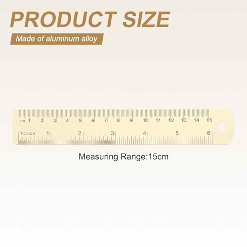 HARFINGTON 2pcs Metal Straight Ruler 15cm Metric SAE Aluminum Alloy Measuring Rulers Scale Tool with Hole for Measure Study Reading Classroom Office, White - color: White, size: 15cm