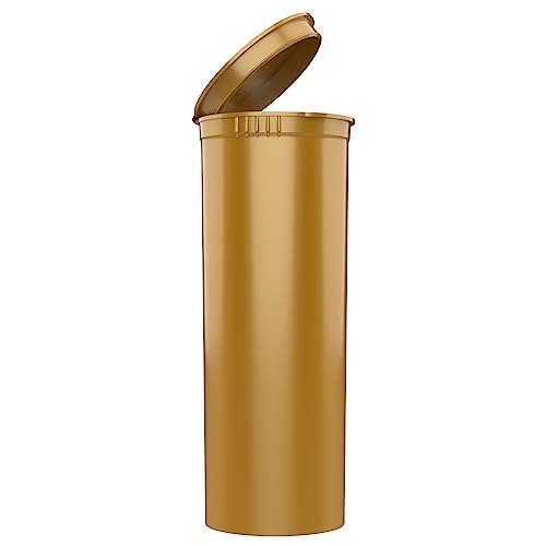 Dragon Chewer 60 Dram CR Plastic Packaging Pop Top Containers - Child Resistant Travel Holder Vial Bottles - 75 qty (Gold) - color: Gold