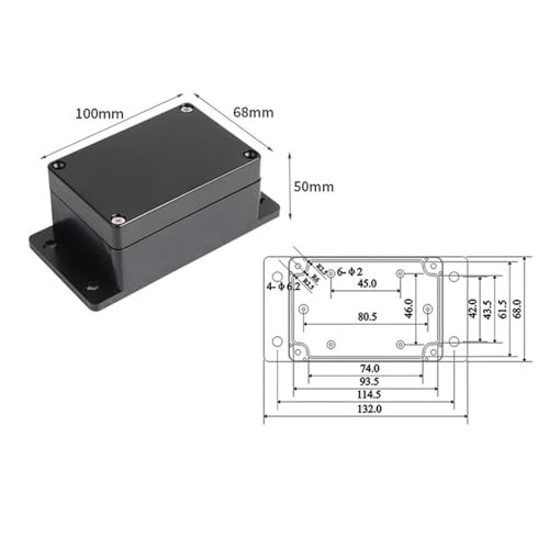 Electrical Junction Box IP65 Waterproof ABS Plastic Project Case with Fixed Mounting Ears Black 3.93×2.67×1.97 inch (100 x 68 x50 mm) - size: 3.93×2.67×1.97 inch (100 x 68 x50 mm)