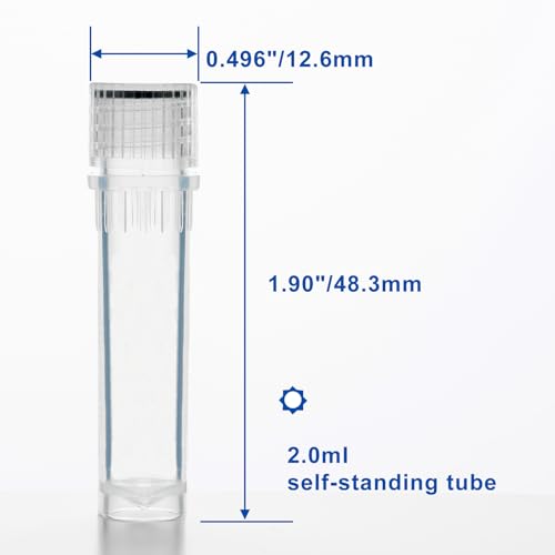 2.0ml Cryovials, O-Ring Caps, Clear Cryotubes, Case of 2000 - color: Clear, size: 2.0ml
