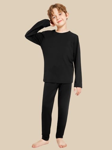 Resinta Kids Boys Thermal Underwear Set - Fleece Lined Base Layers Top & Bottom Toddler Long Johns for Cold Winter - color: Black, Dark Grey, Light Grey, size: 4T
