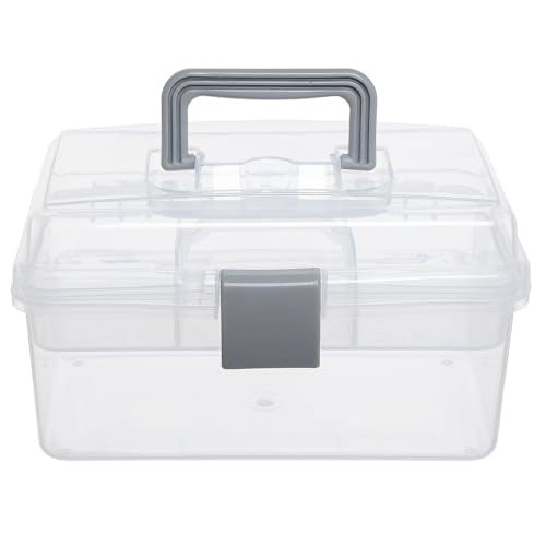 MyGift 10.2 Inch Transparent Plastic Empty Arts and Crafts Tackle Box