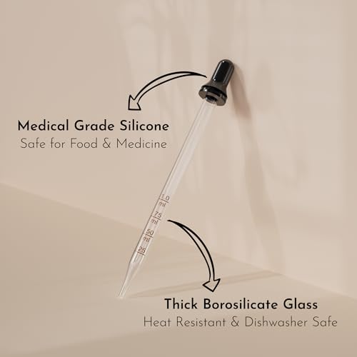 PrettyCare Eye Dropper 8 Pcs, Glass Eye Dropper for Essential Oils 1 ml Round Tip Measured Medicine Droppers Calibrated 1 ml Capacity - color: 8P-60