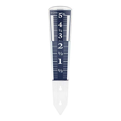 La Crosse 704-1531 Large Magnifying Easy Read 5-Inch Capacity Acrylic Rain Gauge, Black-Blue, Black-Blue - color: Black-blue