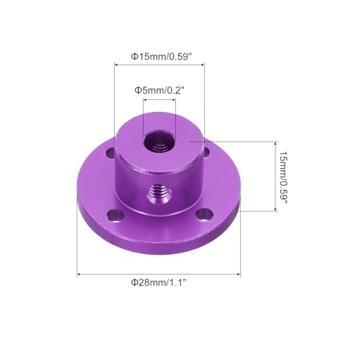 MECCANIXITY 4pcs 5mm Bore Rigid Purple Flange Coupling Connector Aluminum Motor Bearing Shaft Mounting Hub with Wrench for DIY RC Model Motors - color: Purple, size: 5mm