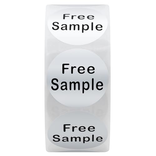 Hybsk Free Sample Stickers 1 Inch Round Retail Store Sale Displays Adhesive Labels for Inventory Control Total 500 Per Roll (Silver) - color: Silver