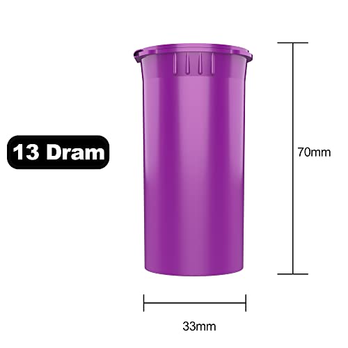 Dragon Chewer 13 Dram CR Plastic Packaging Pop Top Containers - Child Resistant Travel Holder Vial Bottles - 315 qty (Purple) - color: Purple